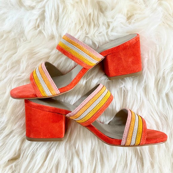 NWOB MATISSE Bonita Fire Orange Suede Leather Mules Made in Brazil Size 6.5M - Picture 5 of 11